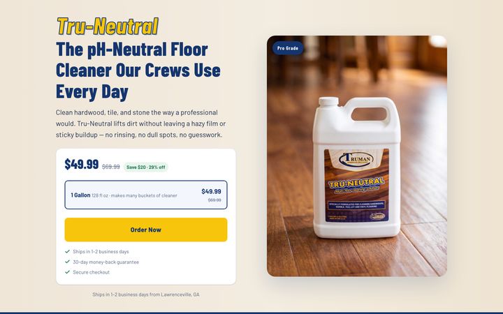 Truman Tru-Neutral product page by Draft First Sites